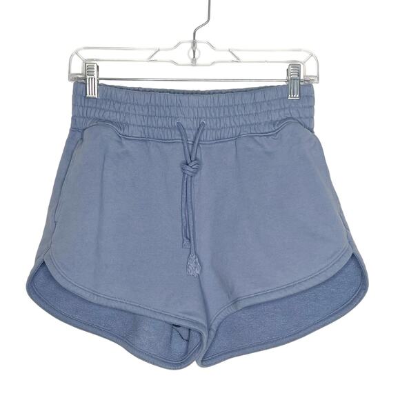 ABERCROMBIE & FITCH Dolphin Hem Shorts Elastic Waist Fleece Blue Womens Sz M - Picture 3 of 7